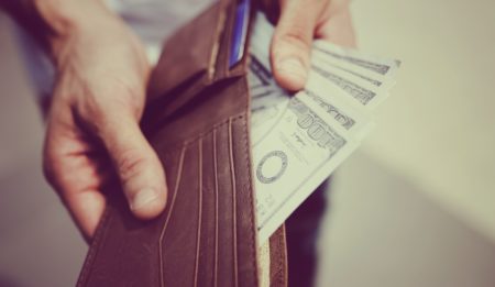 A doller bill in a wallet